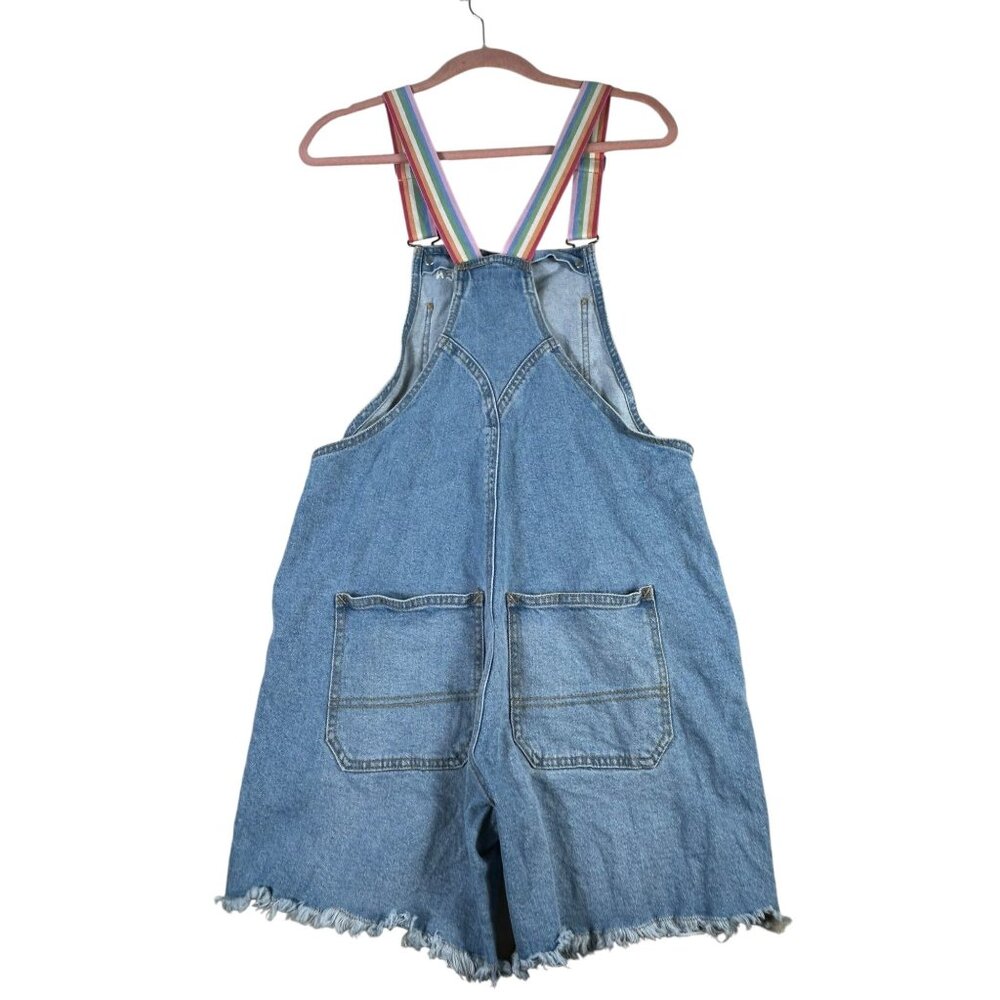 Jean Overalls Shorts Denim Target Pride Rainbow Queen Women's Sz XS Adjustable - Picture 7 of 7